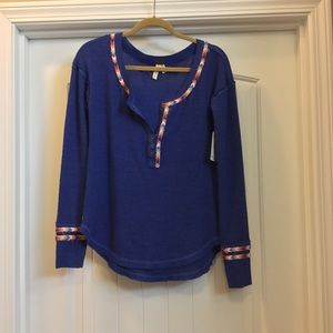 NWT S Free People Thermal long sleeve blue